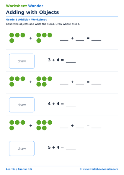 Adding with Objects - 10 pages