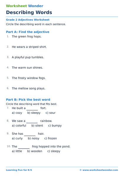 Describing Words - 10 pages