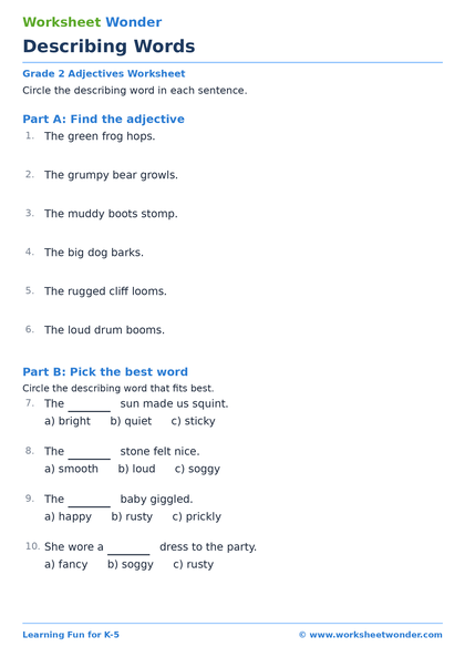 Describing Words: Set 2 - 10 pages
