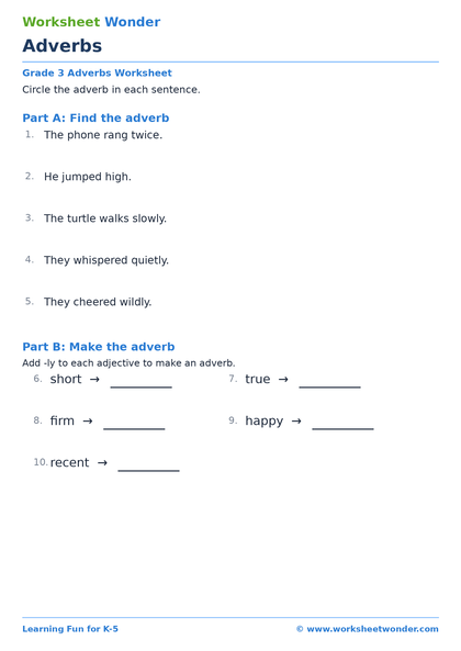 Adverbs - 10 pages