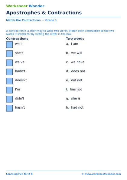 Apostrophes & Contractions - 10 pages