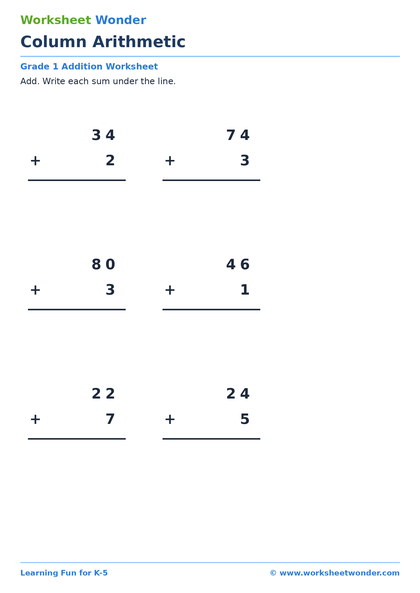 Column Arithmetic - 10 pages