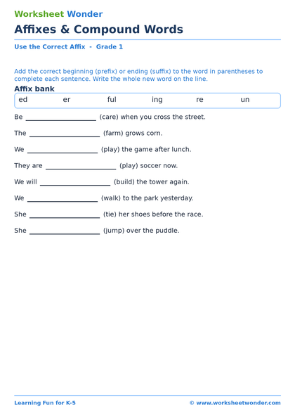 Affixes & Compound Words - 10 pages