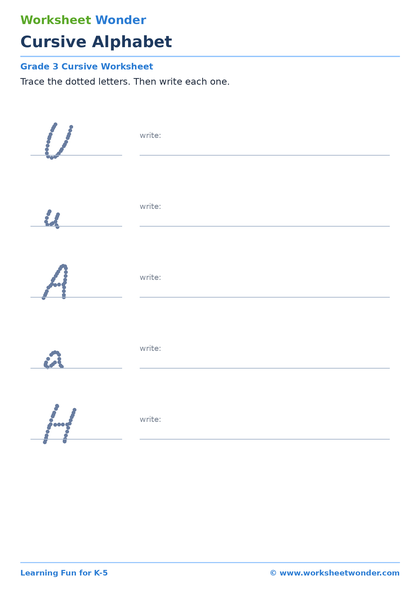 Cursive Alphabet: Set 2 - 10 pages