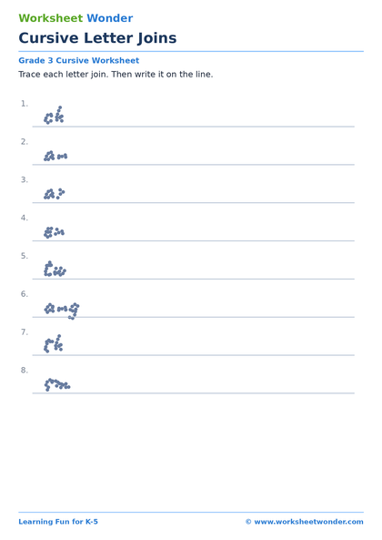 Cursive Letter Joins - 10 pages