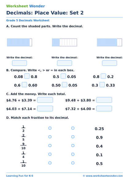 Decimals: Place Value: Set 2 - 10 pages