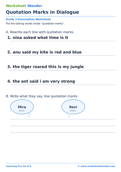 Quotation Marks in Dialogue - 10 pages