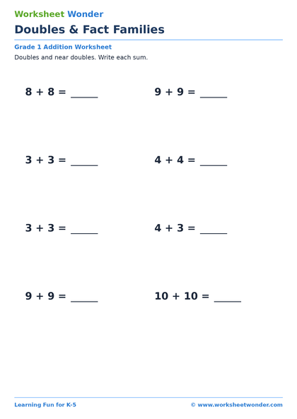 Doubles & Fact Families - 10 pages