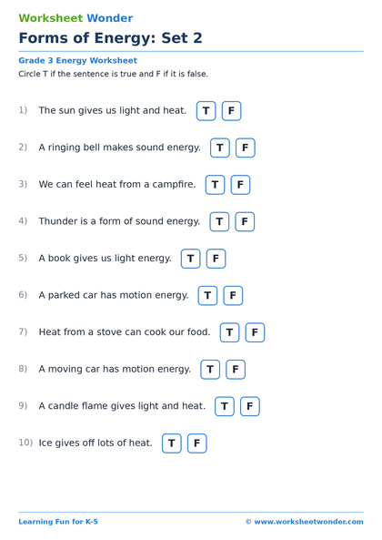 Forms of Energy: Set 2 - 10 pages