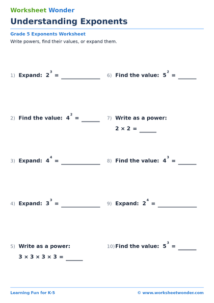 Understanding Exponents - 10 pages
