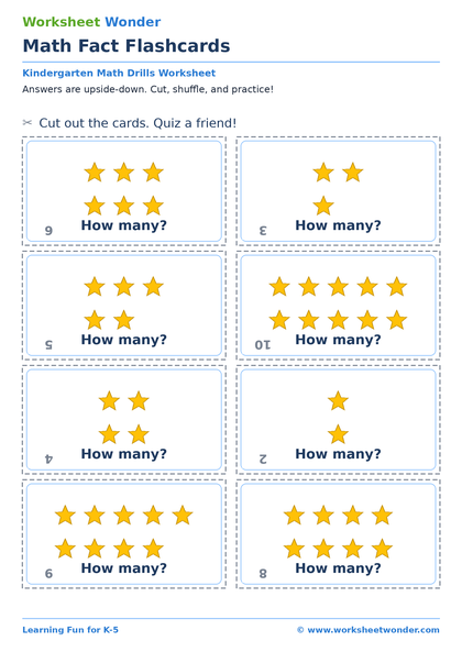 Math Fact Flashcards - 10 pages
