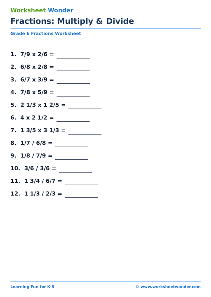 Fractions: Multiply & Divide - 10 pages