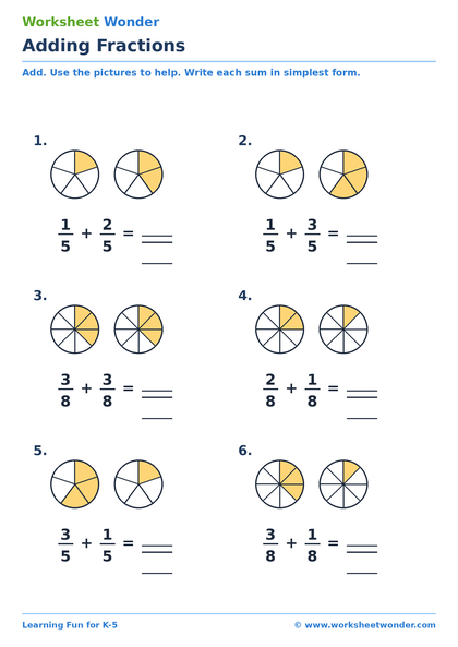 Add & Subtract Fractions - 10 pages