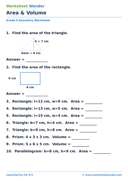Area & Volume - 10 pages