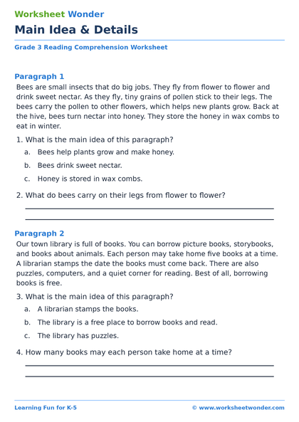 Main Idea & Details - 10 pages