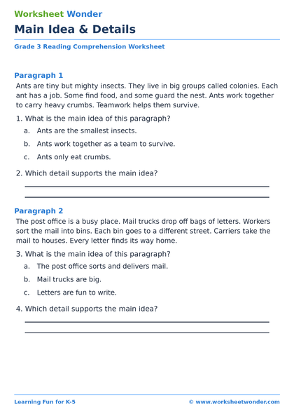 Main Idea & Details: Set 2 - 10 pages