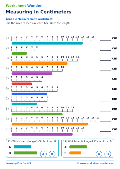 Measuring in Centimeters - 10 pages