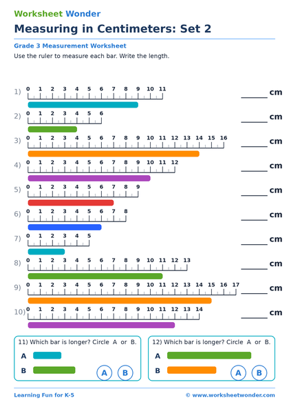 Measuring in Centimeters: Set 2 - 10 pages