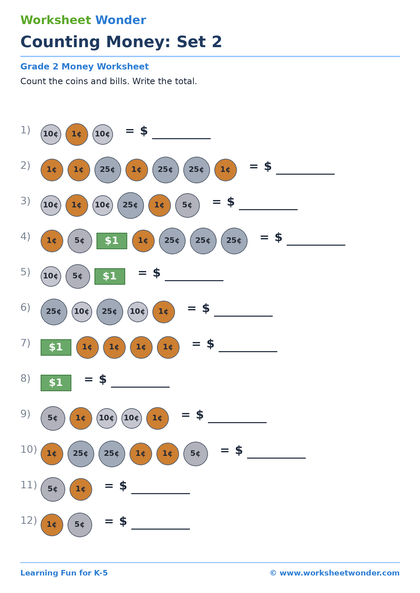 Counting Money: Set 2 - 10 pages