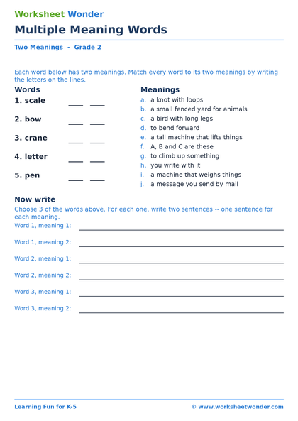 Multiple Meaning Words - 10 pages
