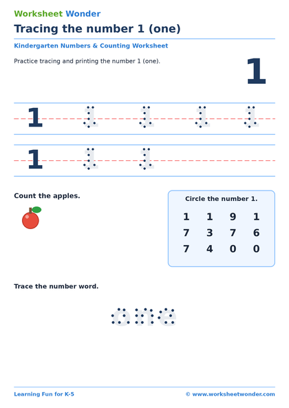 Numbers Tracing 1 to 10 - 10 pages