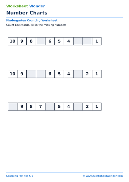 Number Charts - 10 pages