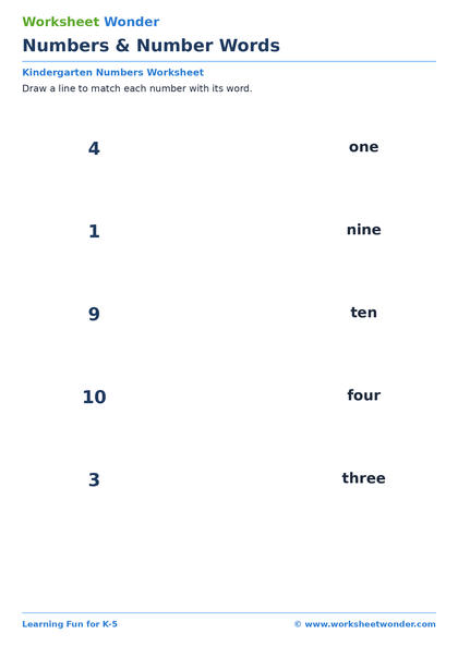 Numbers & Number Words - 10 pages