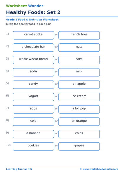 Healthy Foods: Set 2 - 10 pages