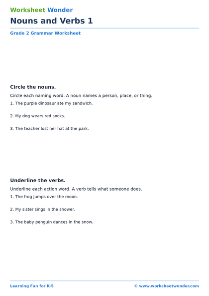 Nouns and Verbs - 10 pages