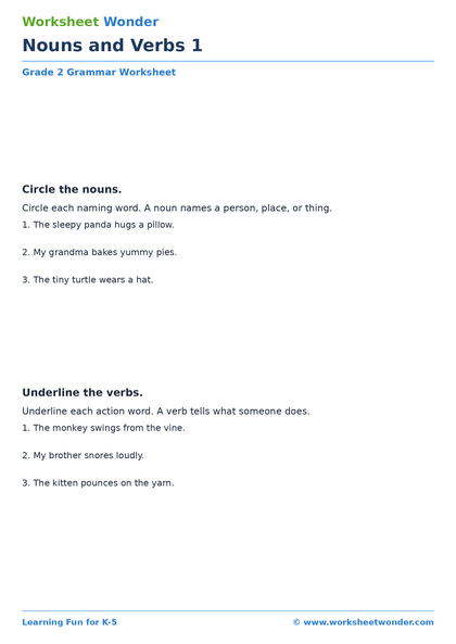 Nouns & Verbs: Set 2 - 10 pages