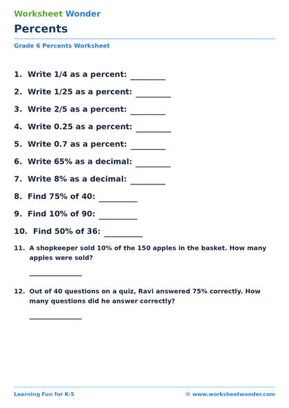 Percents - 10 pages