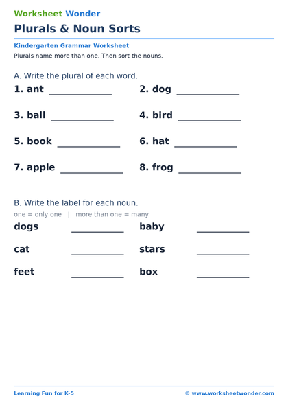 Plurals & Noun Sorts - 10 pages