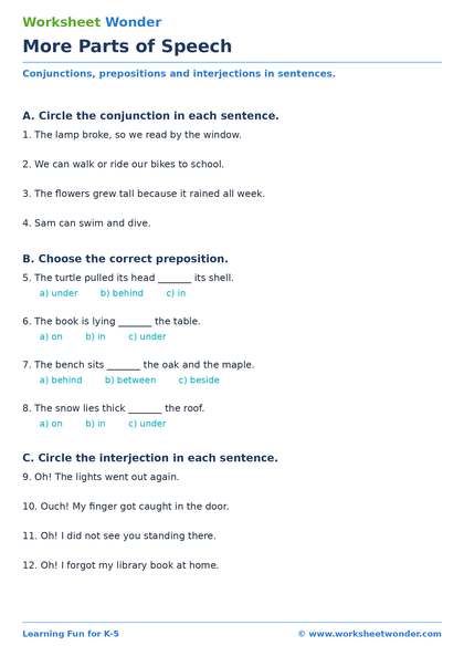 More Parts of Speech - 10 pages