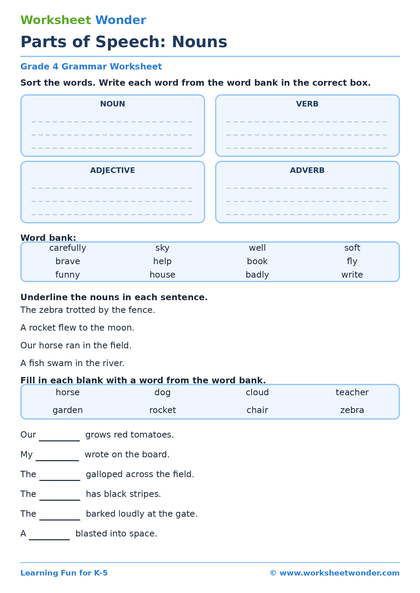 Parts of Speech Pack: Set 2 - 10 pages