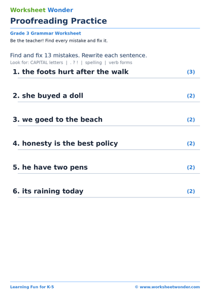 Proofreading Practice - 10 pages