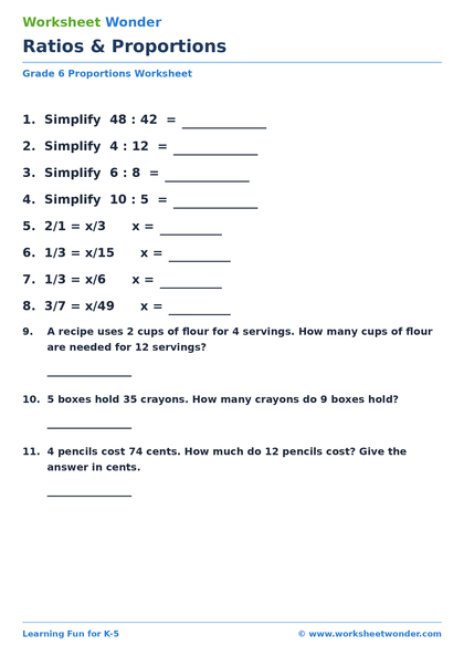 Ratios & Proportions - 10 pages