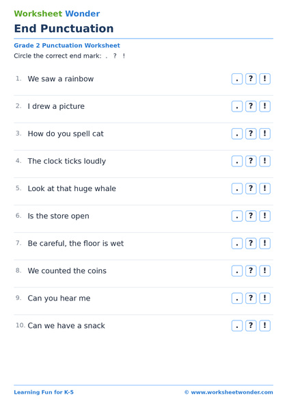 End Punctuation: Set 2 - 10 pages