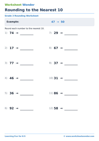 Rounding to the Nearest 10 - 10 pages