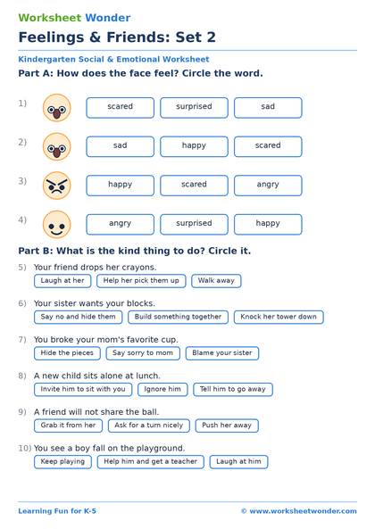 Feelings & Friends: Set 2 - 10 pages