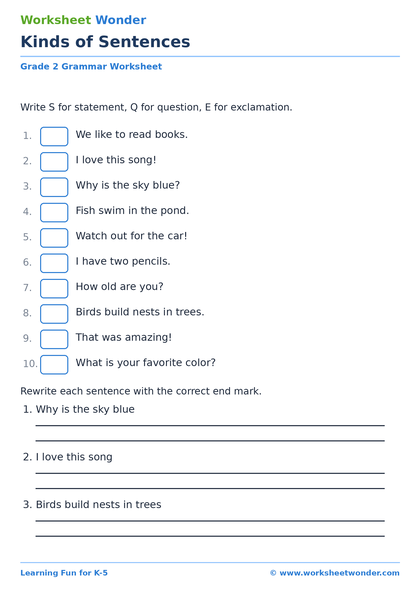 Kinds of Sentences - 10 pages