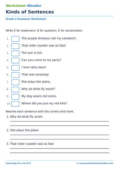 Kinds of Sentences: Set 2 - 10 pages