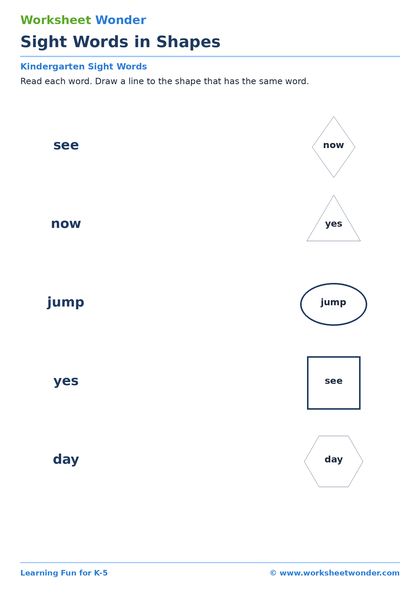 Sight Words in Shapes - 10 pages