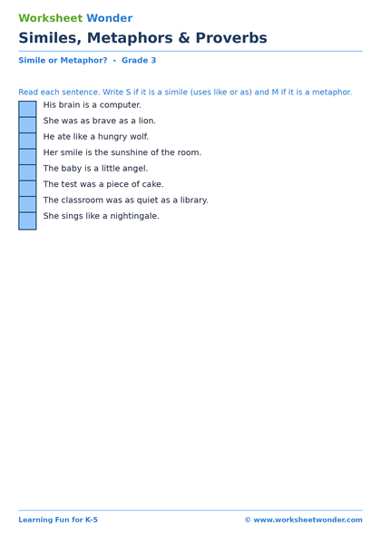 Similes, Metaphors & Proverbs - 10 pages