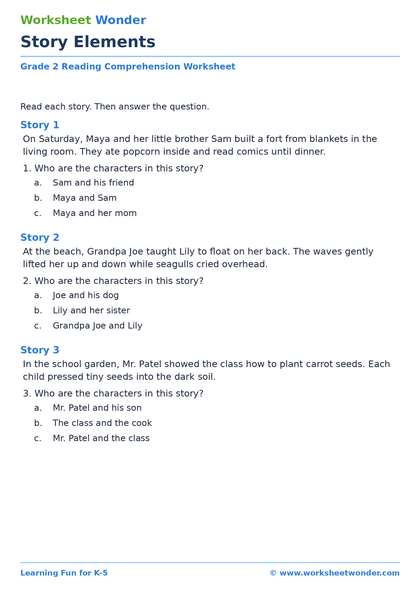 Story Elements - 10 pages