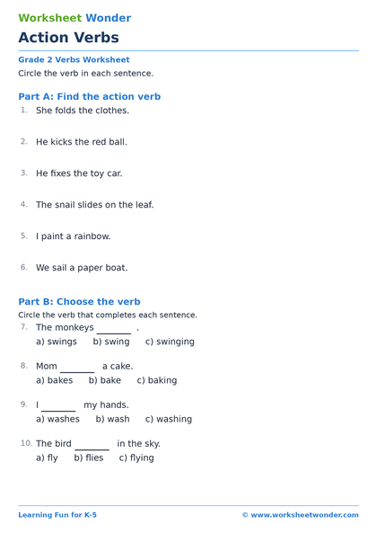 Action Verbs - 10 pages