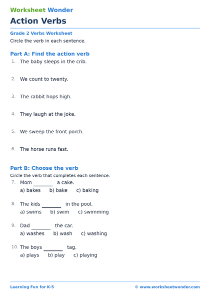 Action Verbs: Set 2 - 10 pages