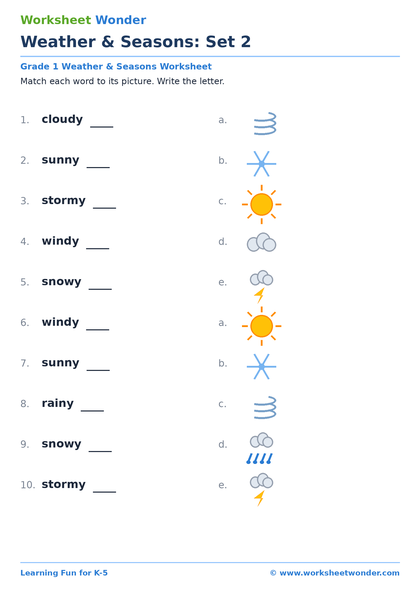 Weather & Seasons: Set 2 - 10 pages