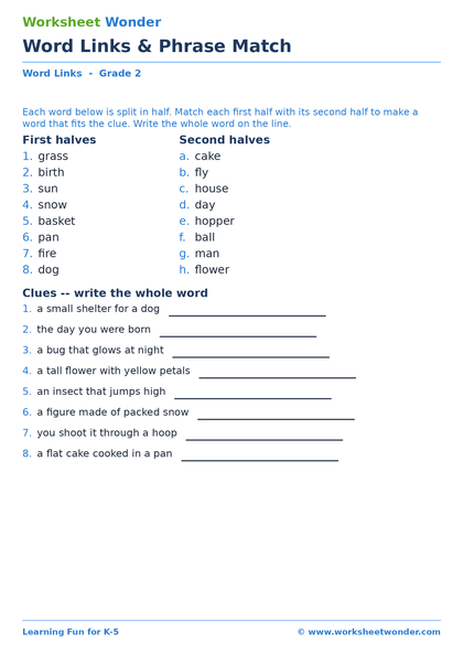 Word Links & Phrase Match - 10 pages