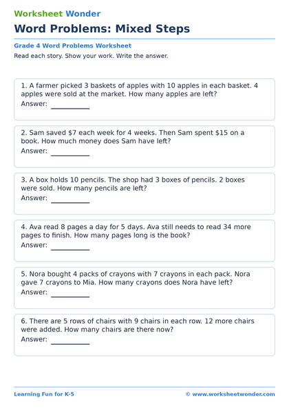 Word Problems: Mixed Steps - 10 pages