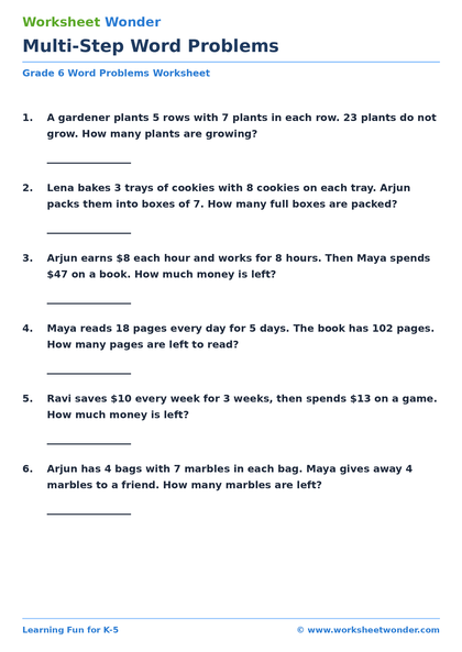 Multi-Step Word Problems - 10 pages